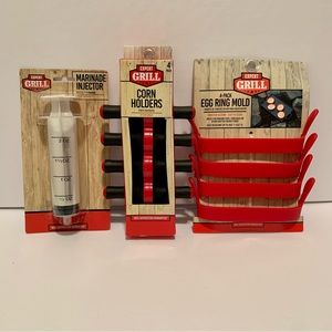 Expert Grill Accessories Bundle: Corn holders, Egg Rings, Marinade Injectors
